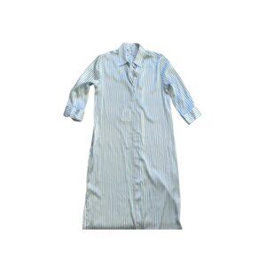 NWT Amina Rubinacci Malaya Silk Shirt Dress Womens 40 XS Blue White Stripe NEW